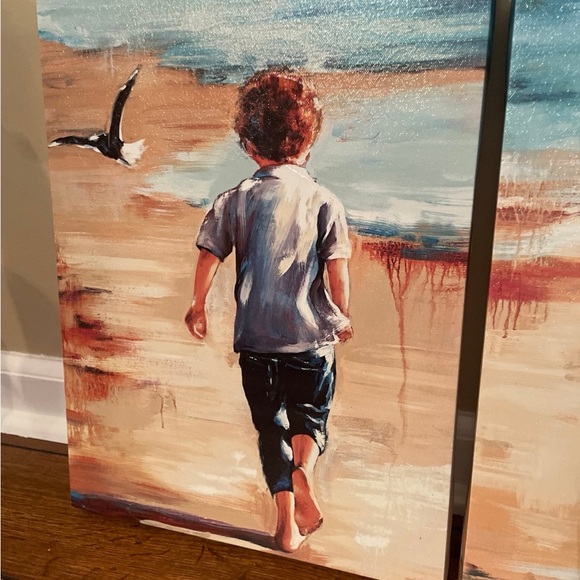 Beach Scene Art Prints - Set of 2 - Blue and Beige - Picture 2 of 4